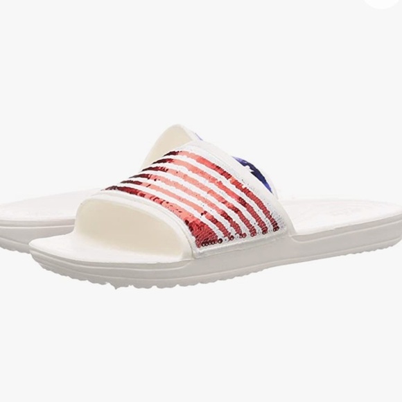 CROCS USA Sequin Slides NWT - Picture 10 of 11